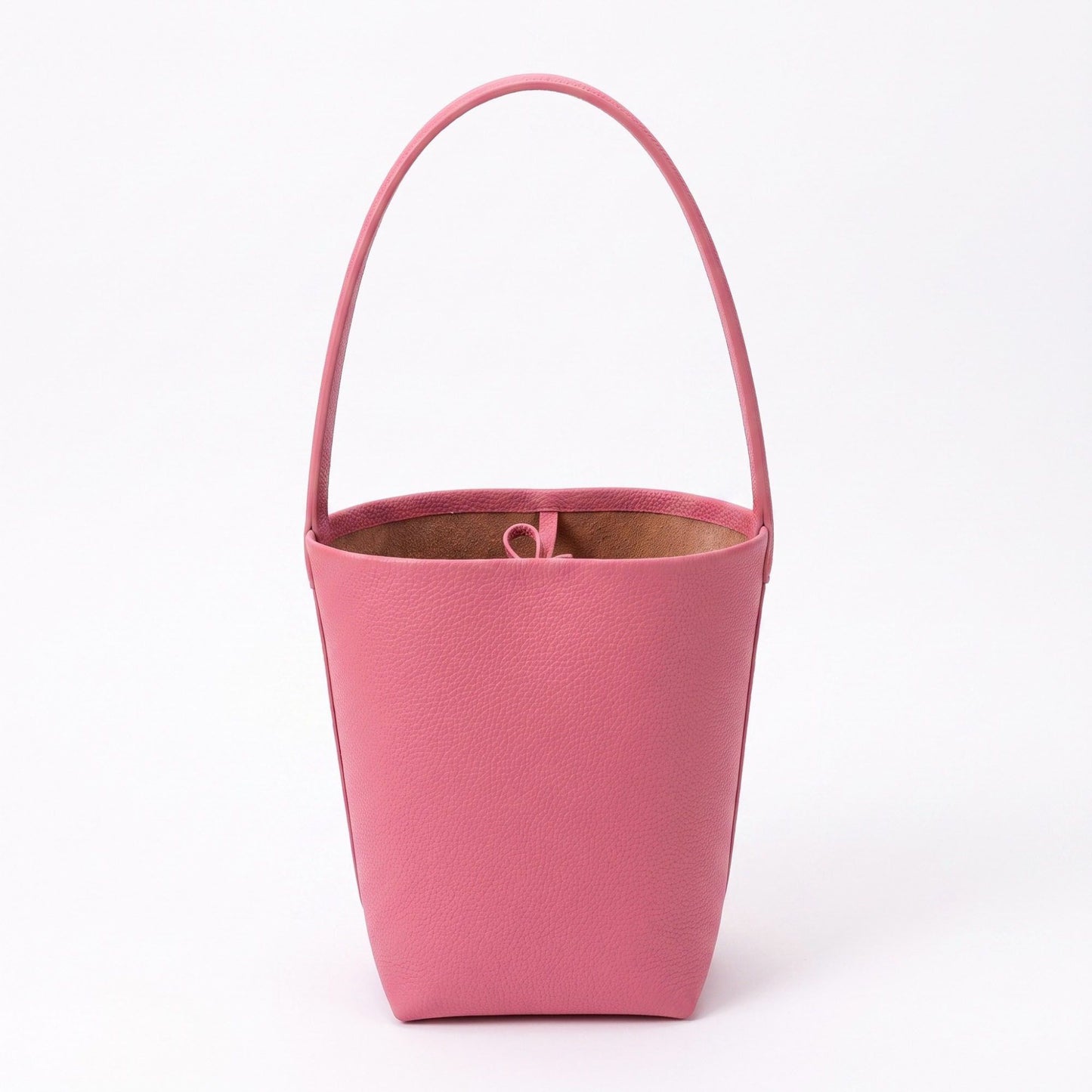 Textured Bucket Shoulder Bag with Long Strap and Soft Structured Silhouette 8.5x6.7x2.5in