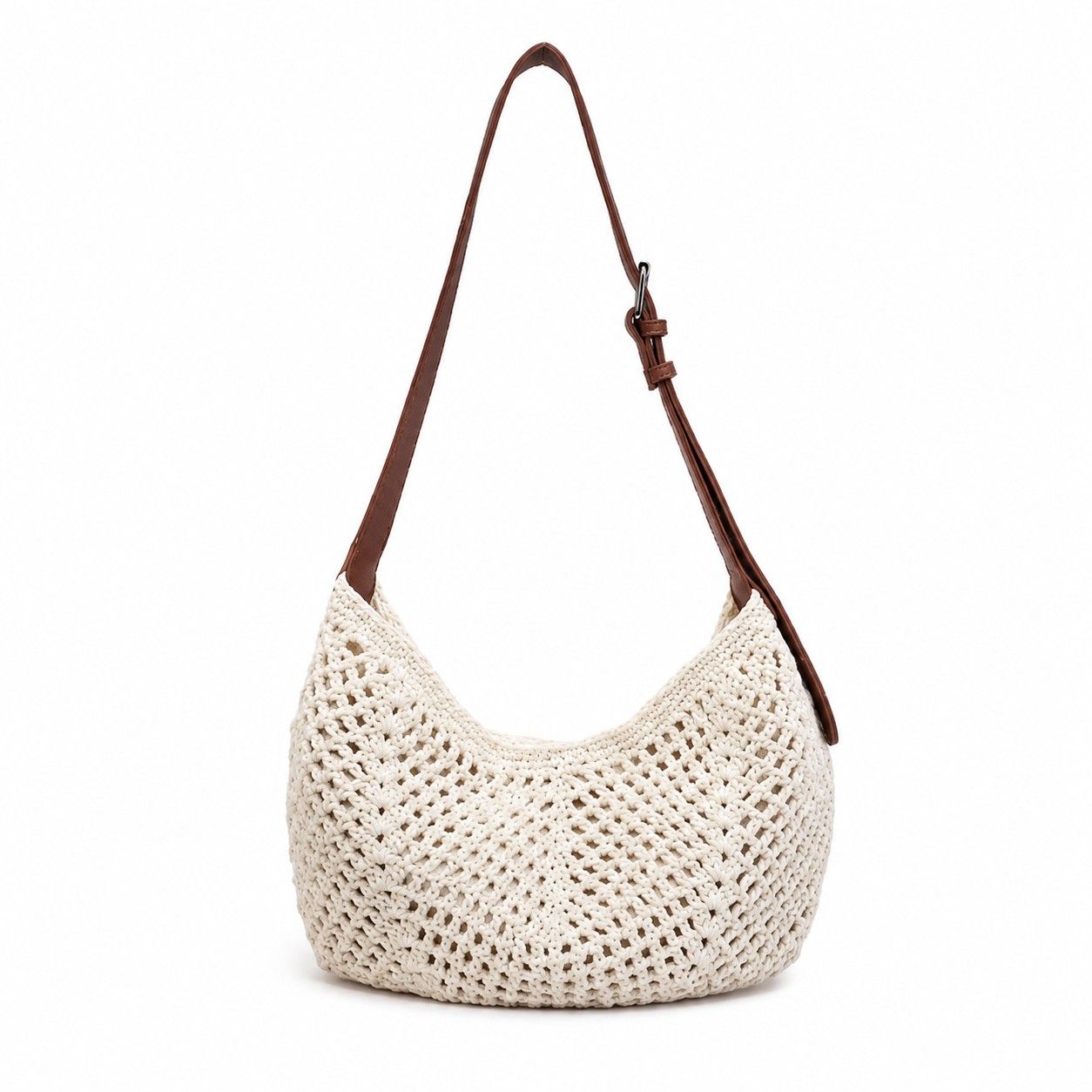 Woven Hobo Shoulder Bag with Magnetic Closure and Adjustable Strap