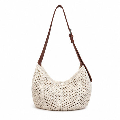 Woven Hobo Shoulder Bag with Magnetic Closure and Adjustable Strap