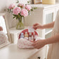 Womens Quilted Bow Print Makeup Bag Cosmetic Organizer Pouch