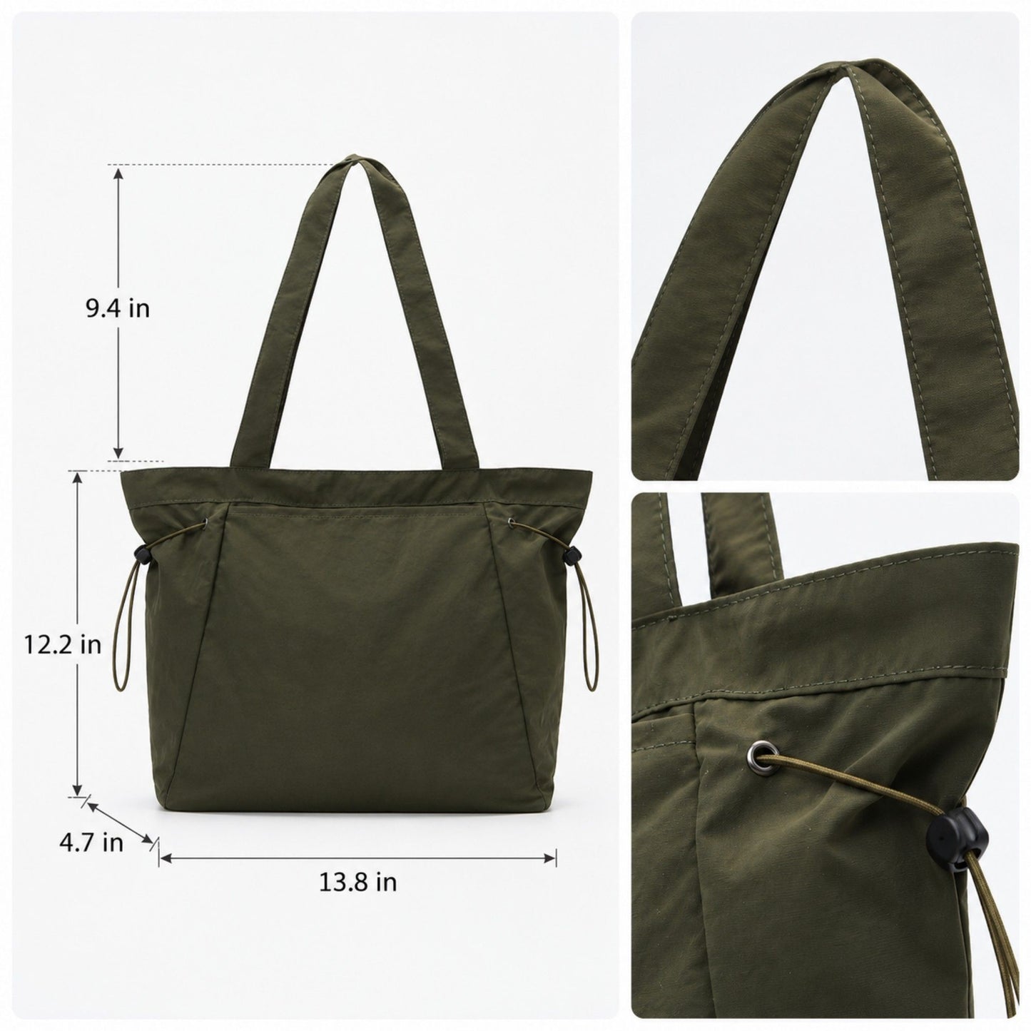 Large Shoulder Tote Bag with Zipper Pockets