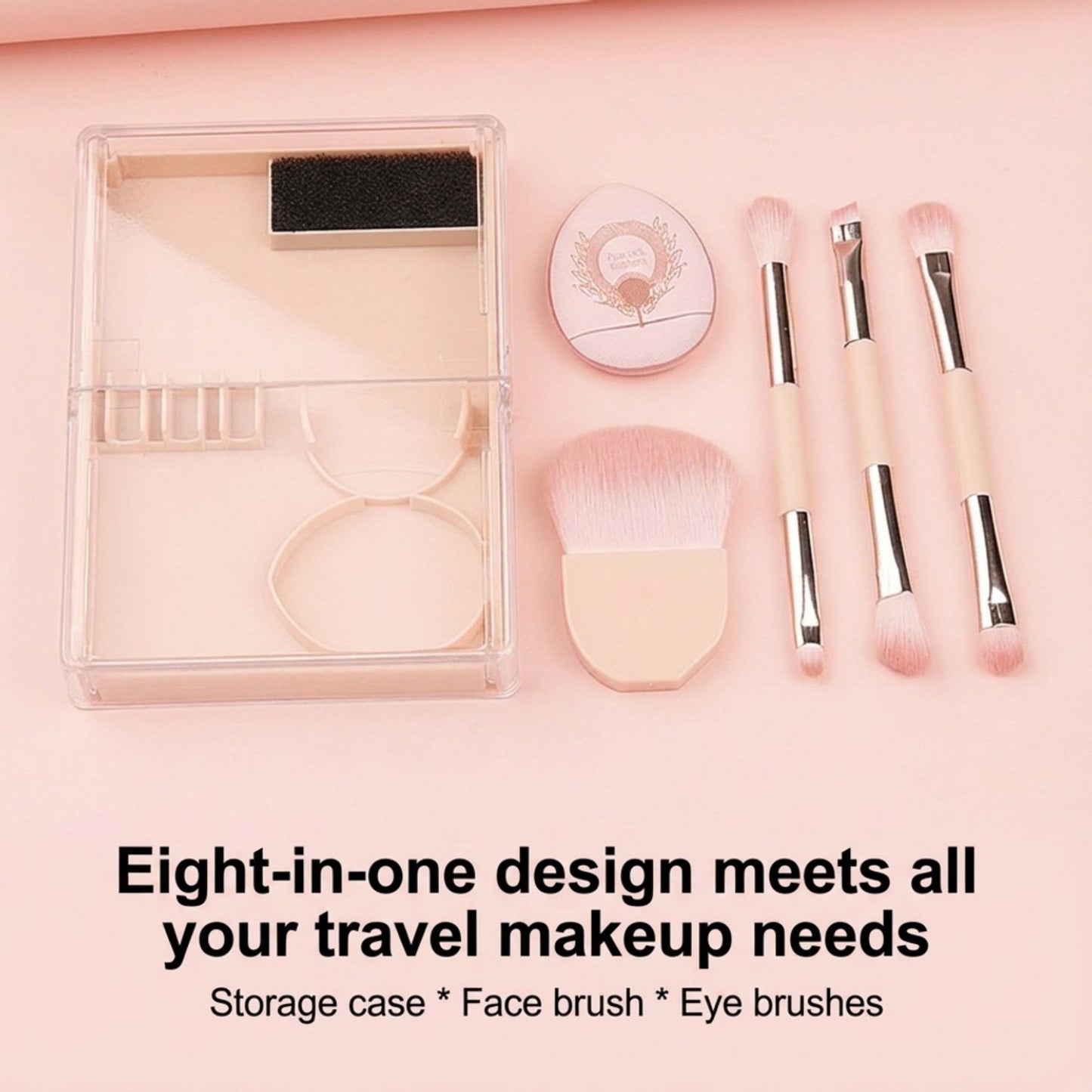 Makeup Brush and Sponge Set with Storage Case for Face and Eye Application