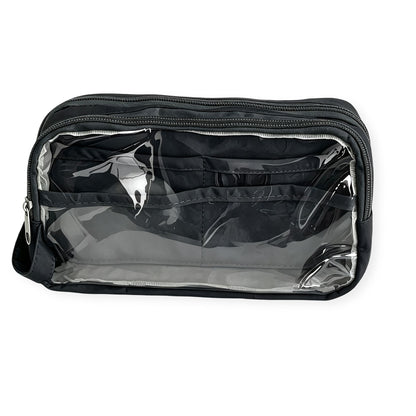 Large Capacity Clear Pencil Case Double Compartment Zipper Pouch with Handle