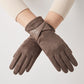 Bow Detail Full Finger Gloves with Soft Textured Finish