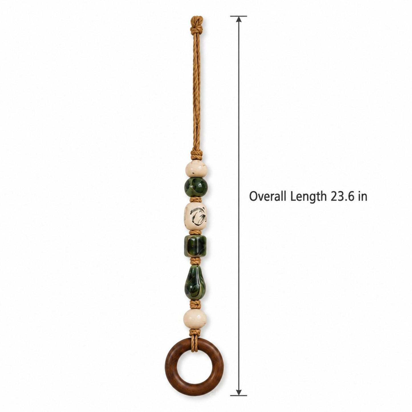 Coastal Beaded Wood Ring Towel Hanger
