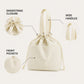 Insulated Drawstring Lunch Bag with Front Pockets Reusable Lunch Tote