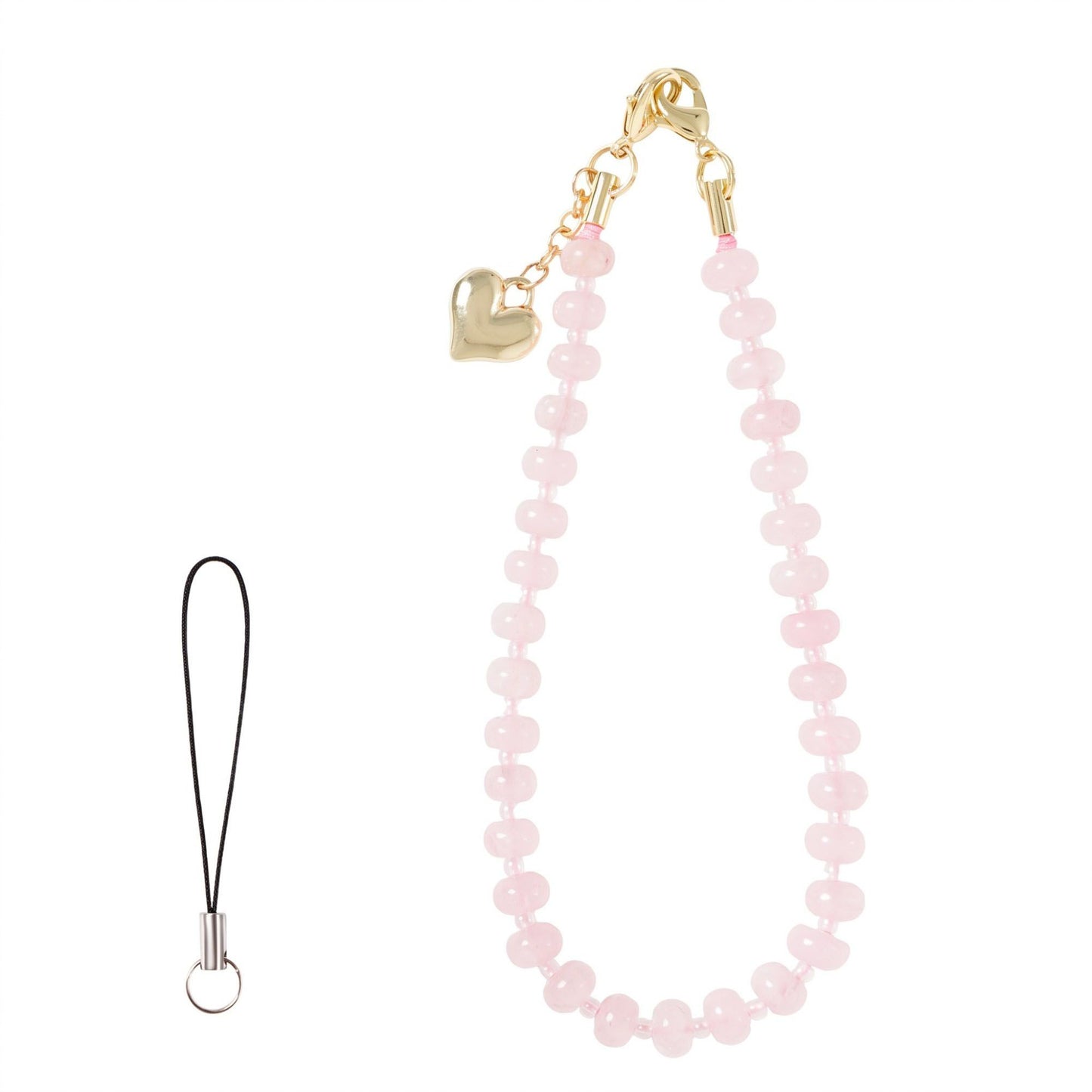 Beaded Phone Wrist Strap with Heart Charm