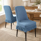 Textured Stretch Dining Chair Cover with Ruffled Skirt