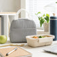 Striped Insulated Lunch Tote Bag with Front Pocket and Zip Closure