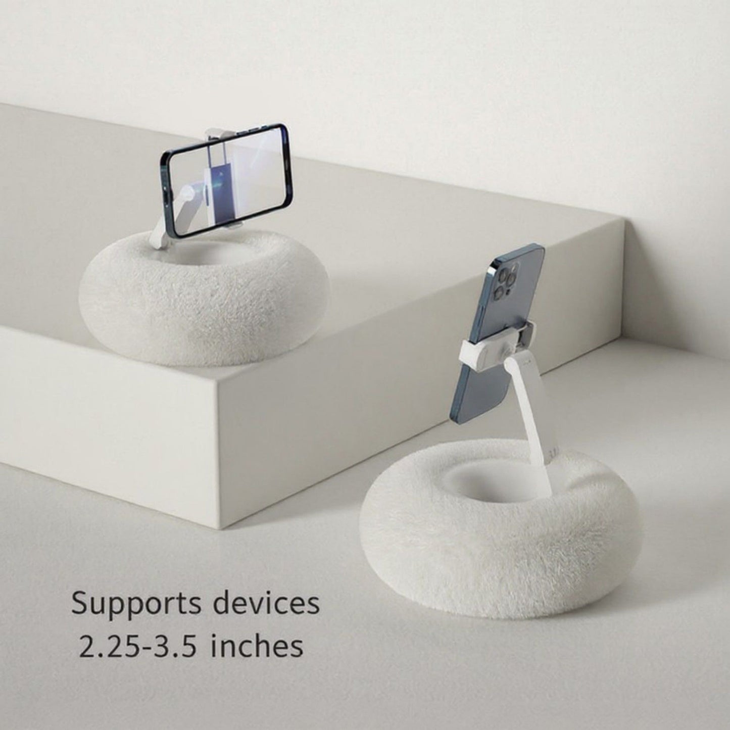 Plush Weighted Phone Stand with Adjustable Folding Holder for Hands-Free Viewing and Device Support