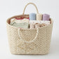 Floral Quilted Storage Basket with Handles and Tissue Pocket