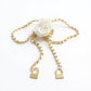 Rose Flower Chain Belt with Hanging Lock Charms and Adjustable Drape Design 45.5in
