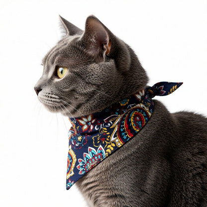 Paisley Floral Pet Bandana Scarf Bohemian Neckerchief for Cats and Dogs Bib
