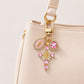 3pc Cross Keychain Bag Charm with Rhinestone Heart Pendant and Medallion Accent
