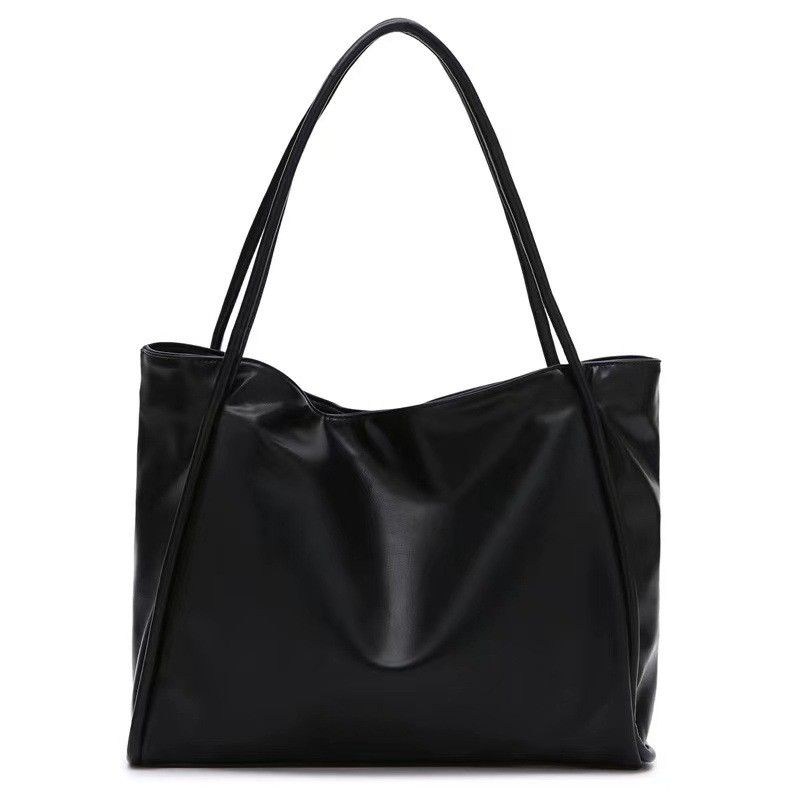 Large Faux Leather Tote Bag with Double Shoulder Straps and Magnetic Closure