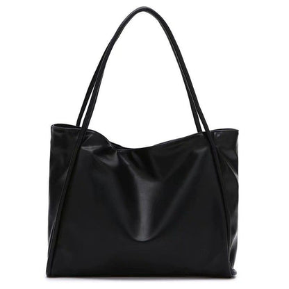 Large Faux Leather Tote Bag with Double Shoulder Straps and Magnetic Closure