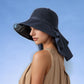 Womens Mesh Panel Wide Brim Sun Hat with Back Flap UV Protection and Tie Detail for Outdoor Activities