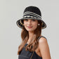 Crochet Knit Bucket Hat with Openwork Floral Pattern and Rolled Brim for Lightweight Summer Style