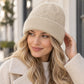 Fuzzy Knit Beanie Hat with Ribbed Cuff