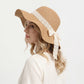 Women's Wide Brim Straw Sun Hat Lace Ribbon Tie Lightweight Summer Beach Hat