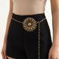 Vintage Sunflower Metal Waist Chain Adjustable Retro Body Belt Floral Inspired Waist Jewelry 47.2in