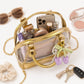 Clear PVC Mini Satchel Bag with Chain Strap and Floral Pearl Charm