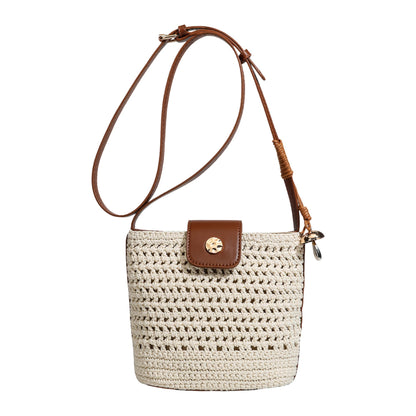 Crochet Crossbody Bag with Flap Closure and Adjustable Strap