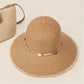 Straw Sun Hat Wide Brim Beaded Trim Summer Beach Vacation Hat Lightweight