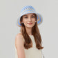 Crochet Knit Bucket Hat with Openwork Floral Pattern and Rolled Brim for Lightweight Summer Style