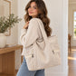 Large Corduroy Tote Bag with Zipper Pockets