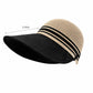 Woven Wide Brim Visor Hat with Striped Band Mesh Crown Adjustable Back Strap