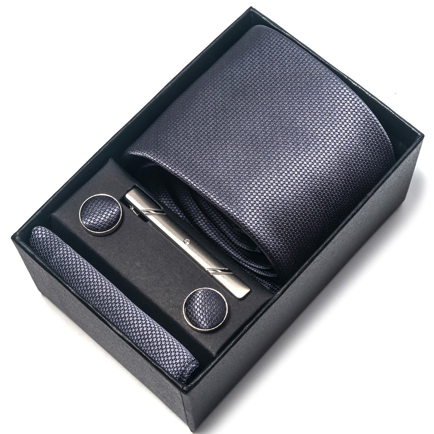 Men's Formal Tie Gift Set with Pocket Square Cufflinks Tie Clip and Gift Box