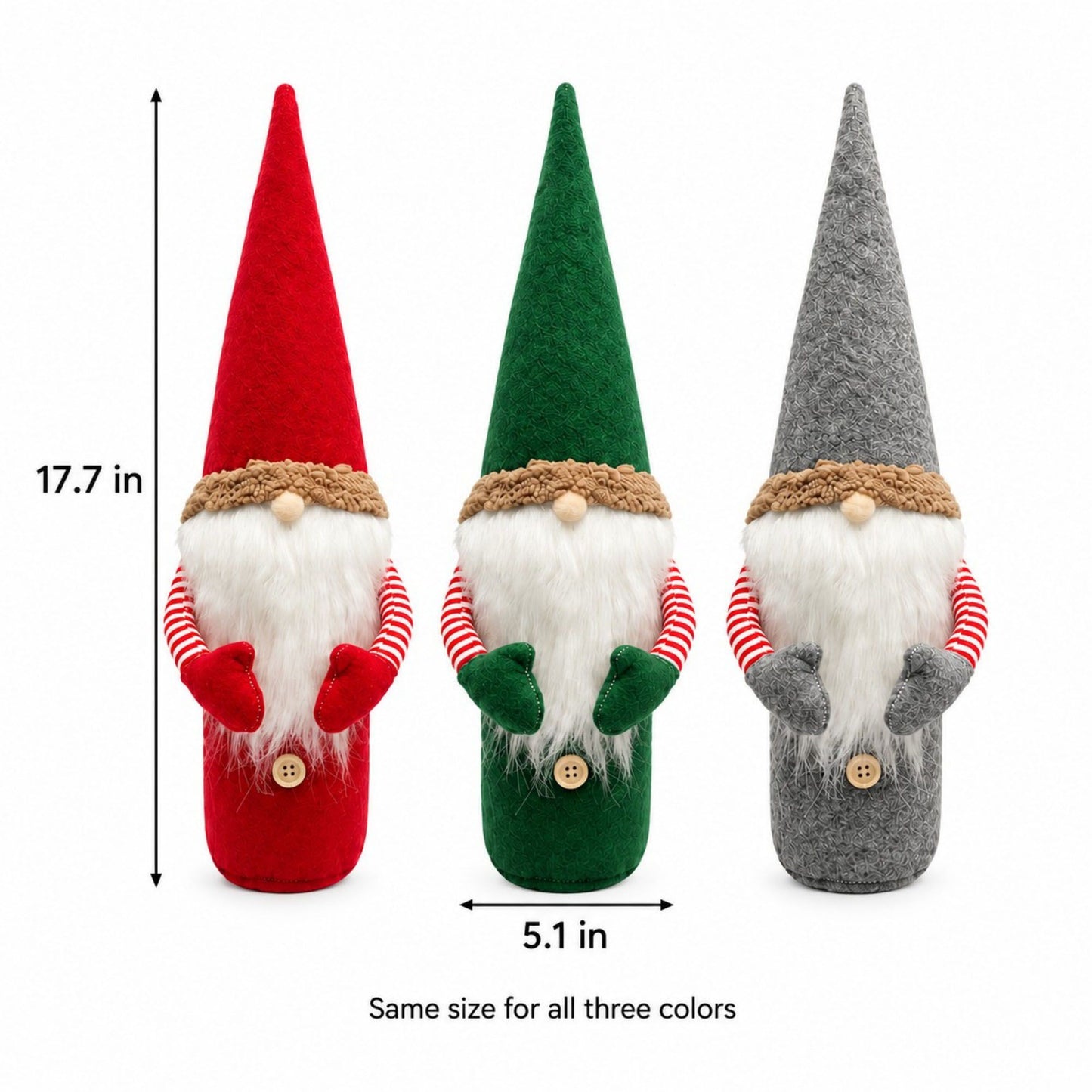 3pk Christmas Gnome Wine Bottle Covers