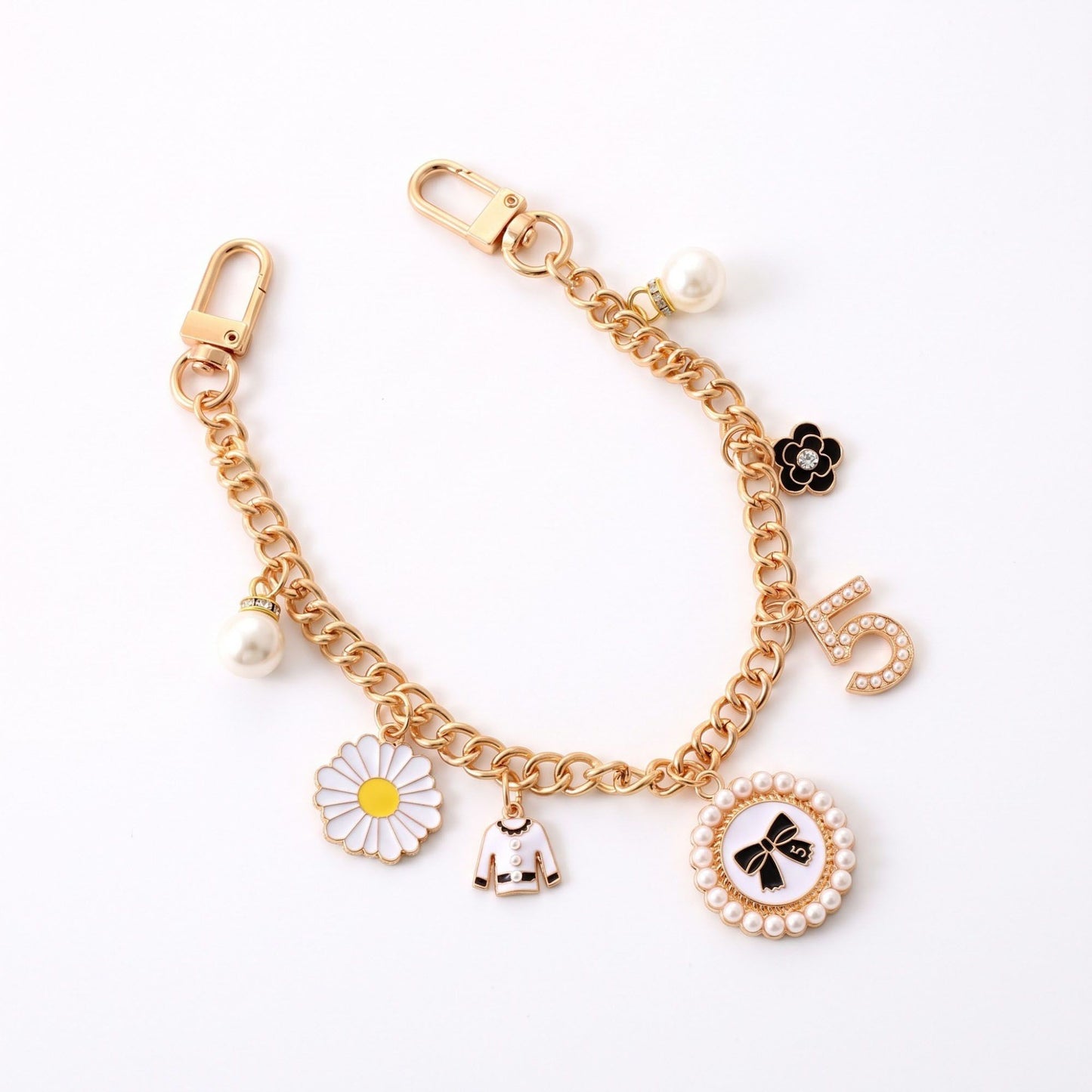 Decorative Chain Bag Strap with Charms and Swivel Clasps