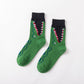 6 Pair Shark Graphic Crew Socks with Contrast Red Cuffs