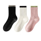Womens Non-Slip Grip Crew Socks 3 Pair Pack Custom Color Combos Soft Ribbed Cotton with 3D Silicone Heel