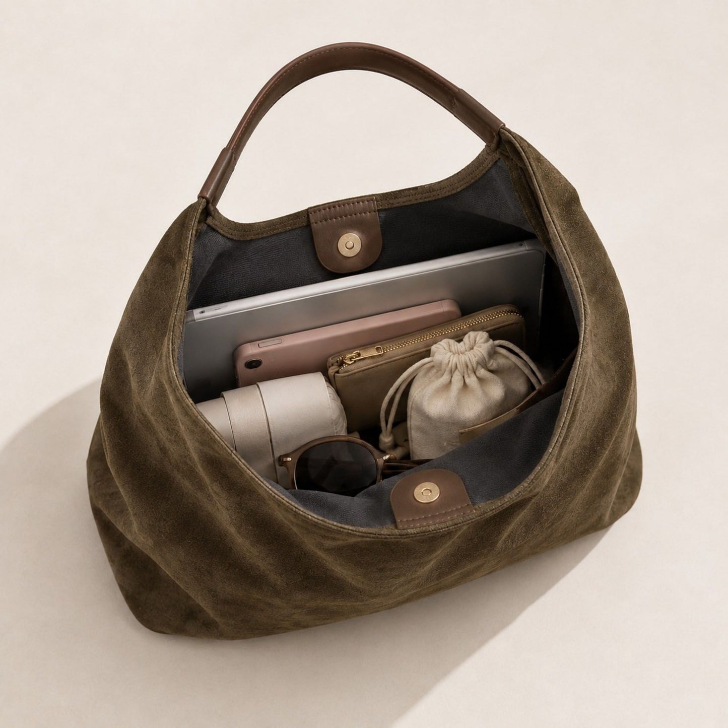 Oversized Suede-Like Hobo Shoulder Bag with Long Strap