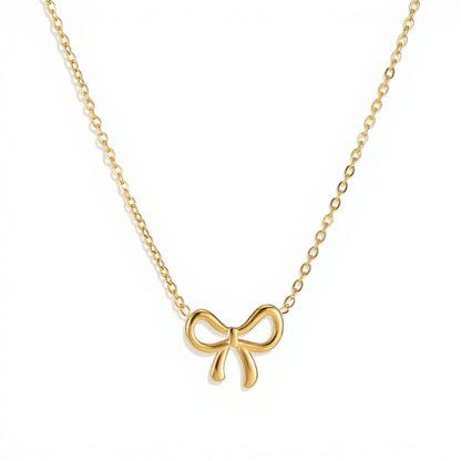 Women's Bow Pendant Necklace with Polished Metal Finish and Minimalist Chain Design for Everyday Feminine Style