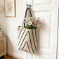 Geometric Stripe Knit Tote Bag with Long Shoulder Straps