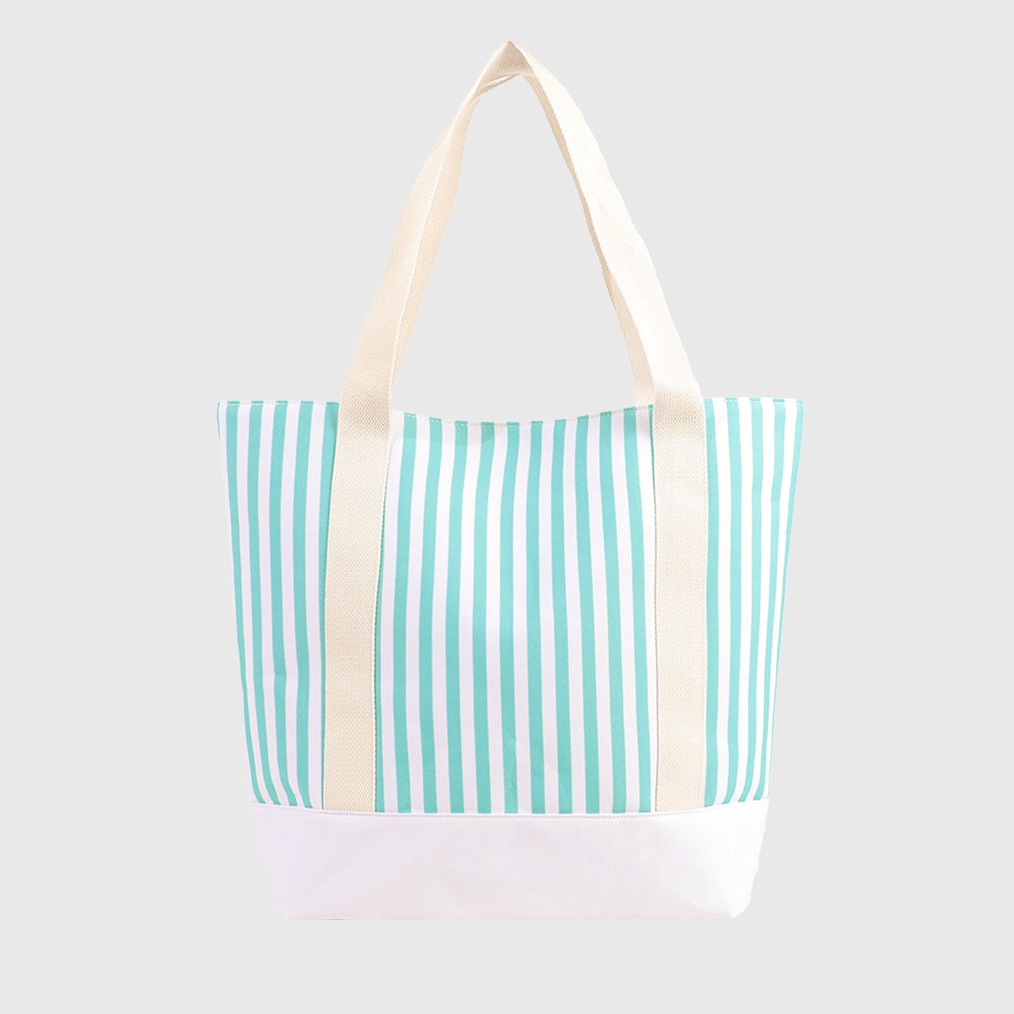 Striped Canvas Tote Bag - Large Capacity Beach and Shopping Shoulder Bag