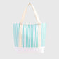 Striped Canvas Tote Bag - Large Capacity Beach and Shopping Shoulder Bag
