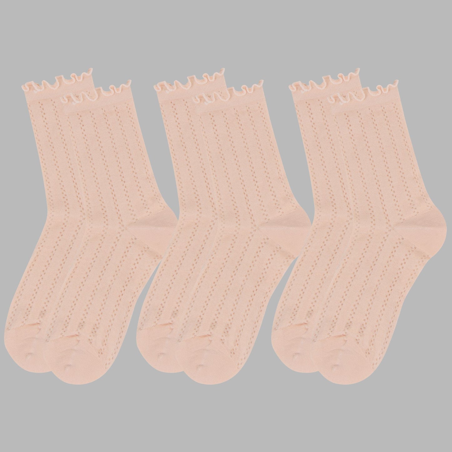 Adorable Ruffled Lace-Up Socks Wicking Cotton for Casual Comfort 3 Pairs