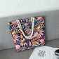 Tropical Leaf Print Canvas Tote Bag - Large Capacity Shoulder Bag