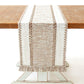 Textured Woven Table Runner with Fringe Trim and Neutral Stripe Pattern 47x11.8 in