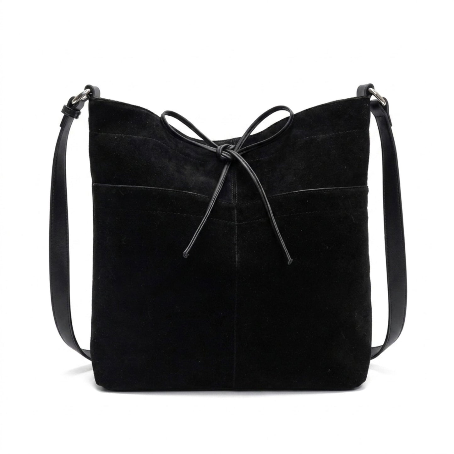 Adjustable Shoulder Bag Bow Detail Large Hobo Tote with Zipper Closure
