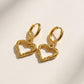 Heart Drop Hoop Earrings with Textured Open Heart Charm Feminine Jewelry
