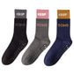 3-Pair Set Mid-Calf Grip Socks with Cushioned Soles and Motivational Text for Yoga Pilates Fitness