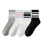 Crew Socks 4-Pack White Base Colorful Ribbed Cuff Striped Design Stretch Comfort Breathable Fit