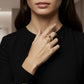 Women's Gemstone Accent Ring with Crystal-Embellished Band and Polished Finish