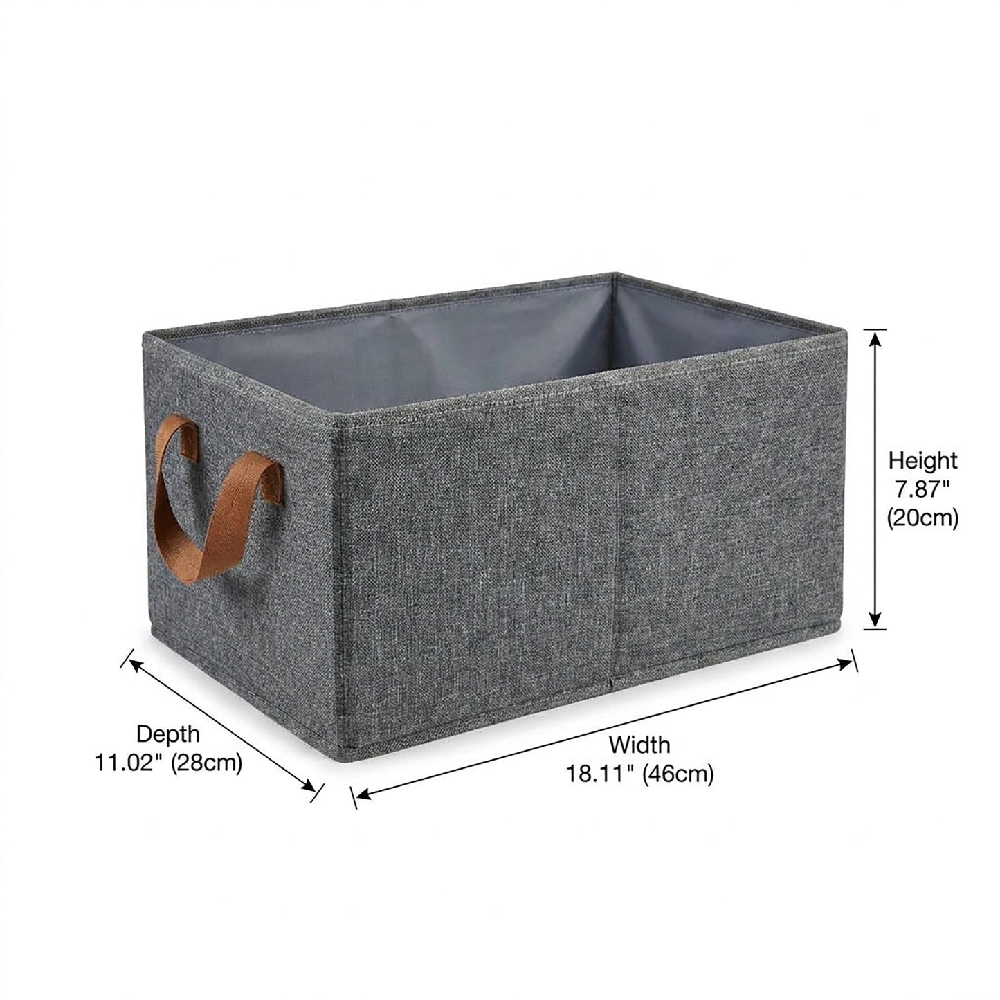 Foldable Fabric Storage Bin with Open Top and Carry Handles